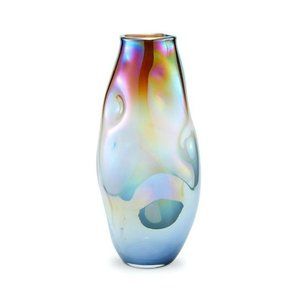 NIB Stunning Iridescence Hand-Blown Glass Vase